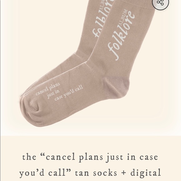taylor swift cancel plans cancelled tan beige brown socks sock folklore august - Picture 11 of 12
